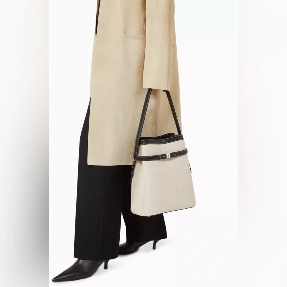 Toteme Belted Backed Bag, Canvas Black Leather - Picture 10 of 17